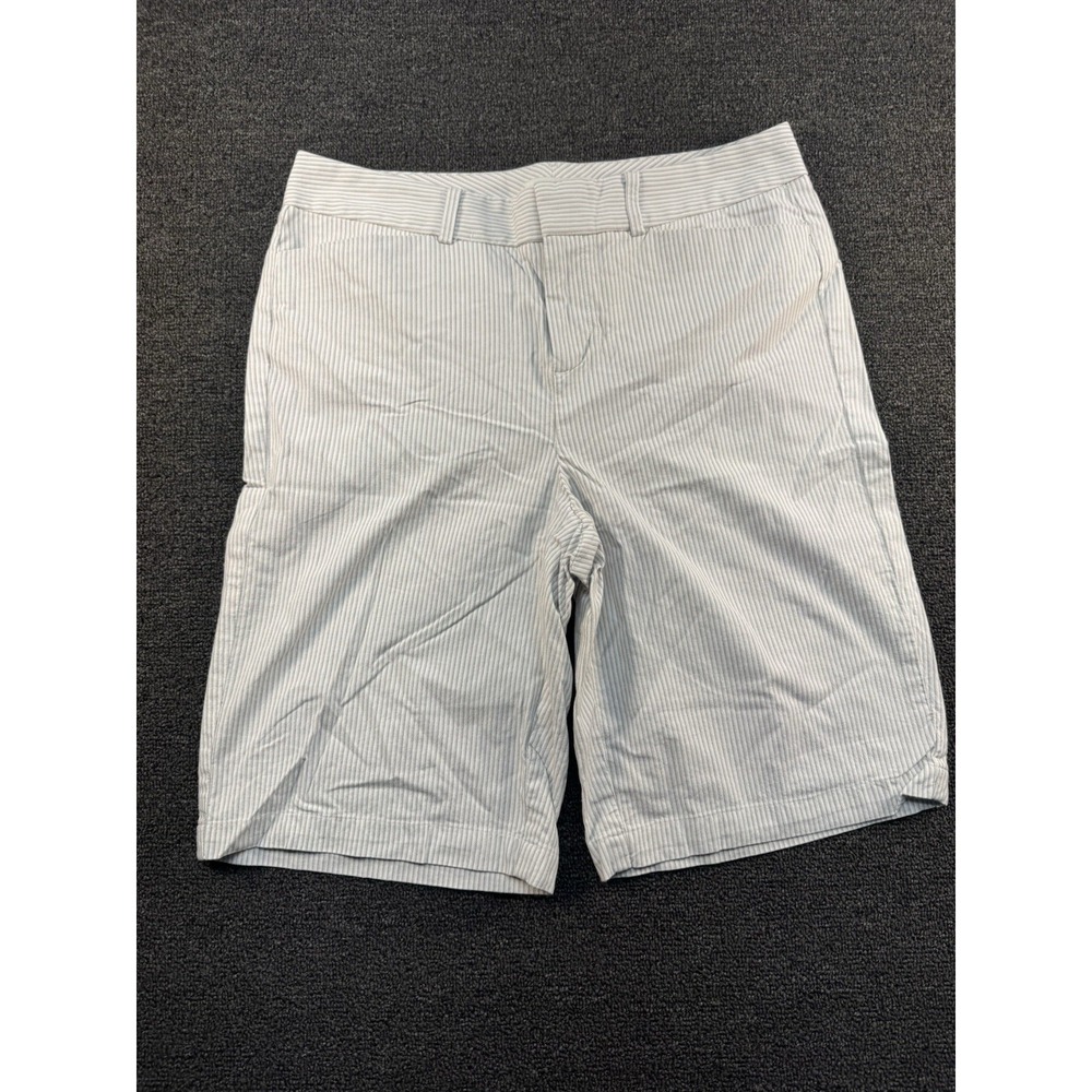 Dockers Metro Bermuda Women's Shorts Size 8 32W 9" Inseam Blue White Stripe